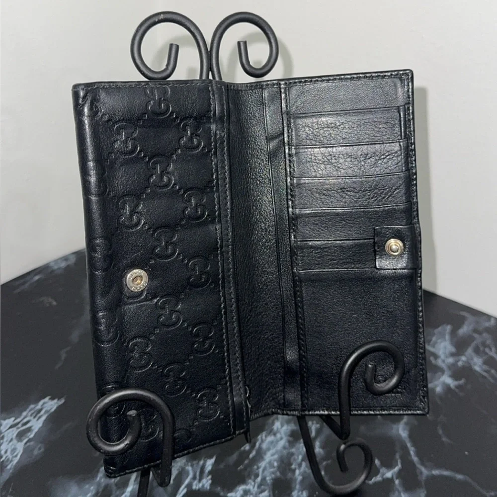 GUCCI Women’s Black Fold Leather Wallet 100% AUTHENTIC